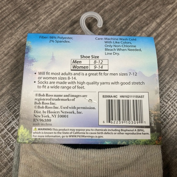 2 Pairs Bob Ross The Joy Of Painting Fuzzy Hair Novelty Socks NWT - Picture 6 of 6